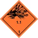 IMDG sign with class numbers, Class 1, Explosive Div. 1.1, 250mm x 250mm, White Vinyl - Maritime Progress