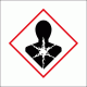 GHS - Medical Hazard affecting Respiration, Mutagenicity, Carcinogenicity, Reproduction, Aspiration or Organs, 100mm x 100mm, White Vinyl - Maritime Progress